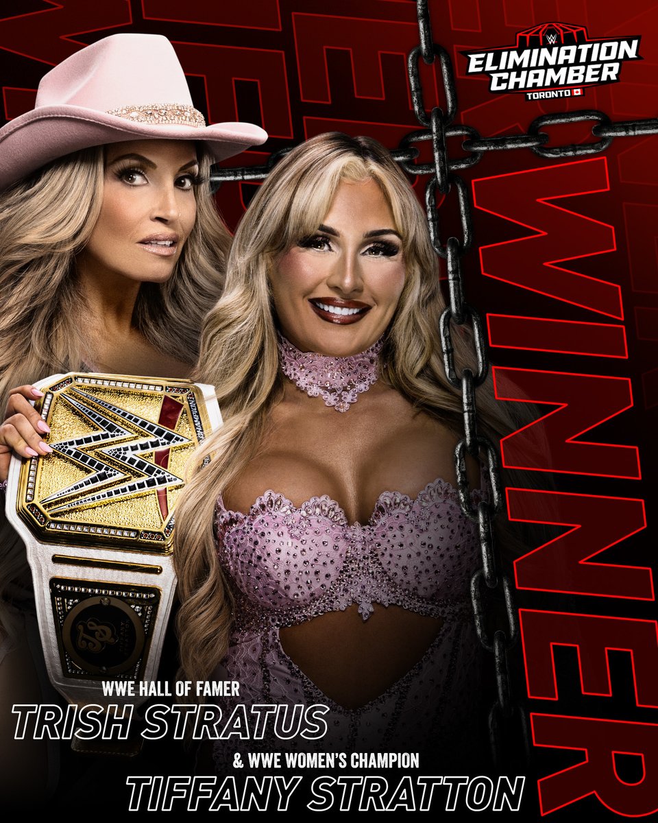 WWE's tweet photo. WWE Hall of Famer x WWE Women's Champion RULE in TORONTO! 🇨🇦

@trishstratuscom &amp; @tiffstrattonwwe pick up the victory at #WWEChamber! https://t.co/NjDQrQErXy