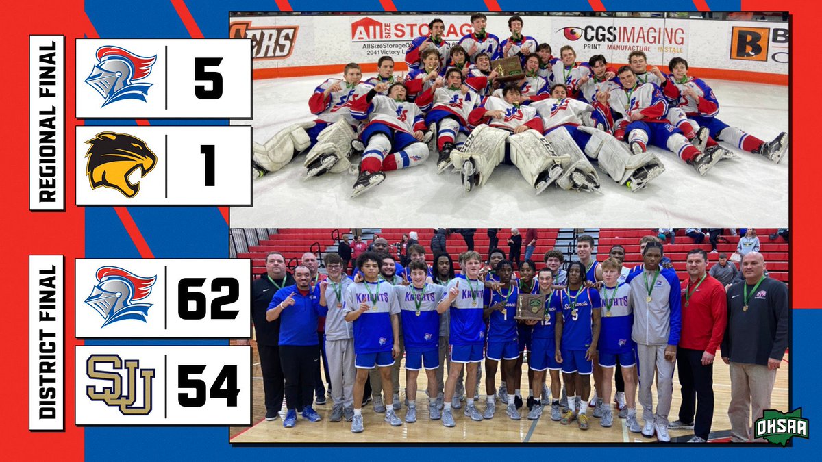 ‼️ CHAMPIONSHIP SATURDAY ‼️

What a day for the Knights! ⚔️

Varsity Hockey is heading to the State Final Four for the 2nd year in a row!

Varsity Basketball defeated St. John’s to bring home to first basketball District Title since 1995!

#GoKnights #VictoryIsOurs