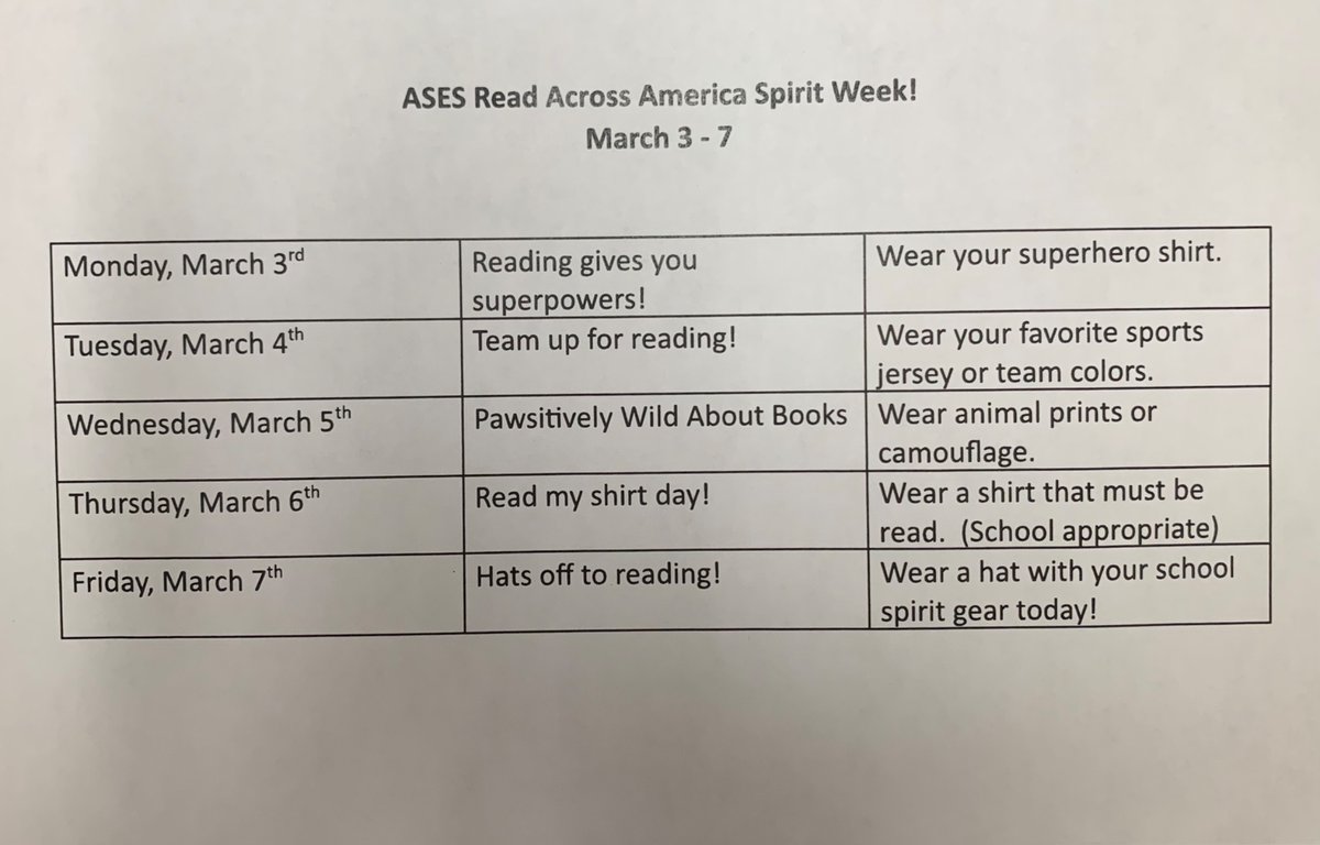 Read Across America Spirit Week!