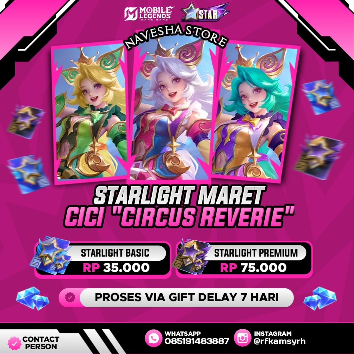 yukk kak, ready nihh!
wa.me/6285191483887

STARLIGHT BASIC 35K
STARLIGHT PREMIUM 75K
sung chat di wa aja yaa, fast respon🤍 langsung dikasih id untuk berteman #zonauang #mlbb #MobileLegendsBangBang