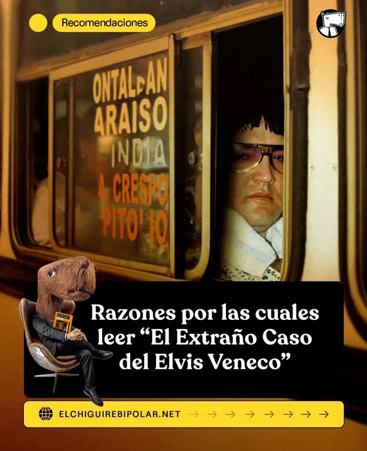 "Es fácil de leer, muy cómico y podrás decir que al menos leíste un libro este año". 😂

Esto escribió <a href="/ChiguireBipolar/">El Chigüire Bipolar</a> en un post de Instagram sobre "El extraño caso del Elvis veneco", libro de <a href="/eliocasale/">Elio Casale (@eliocasale en threads.net)</a> disponible aquí:
circuloamarillo.com/libros/el-extr…