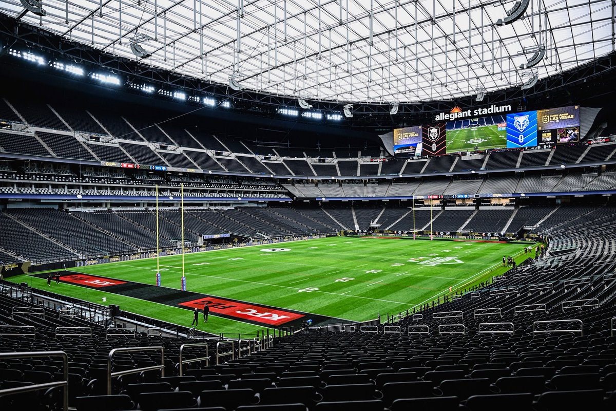 TheGameCaller's tweet photo. Super League arrives in Las Vegas as Wigan Warriors host the Warrington Wolves in the glamour tie of the season. 

More than 52,000 tickets have been sold for the quadruple event of Rugby League games in Las Vegas's Allegiant Stadium.

Remarkably, 38% of that number are Americans from all 50 states embracing the incredible sport of Rugby League for the first time.

Plus, over 12,000 of that 52,000 have made the journey from England, showcasing the unifying power of this inspiring game.

This is Rugby League’s pinch-me moment.