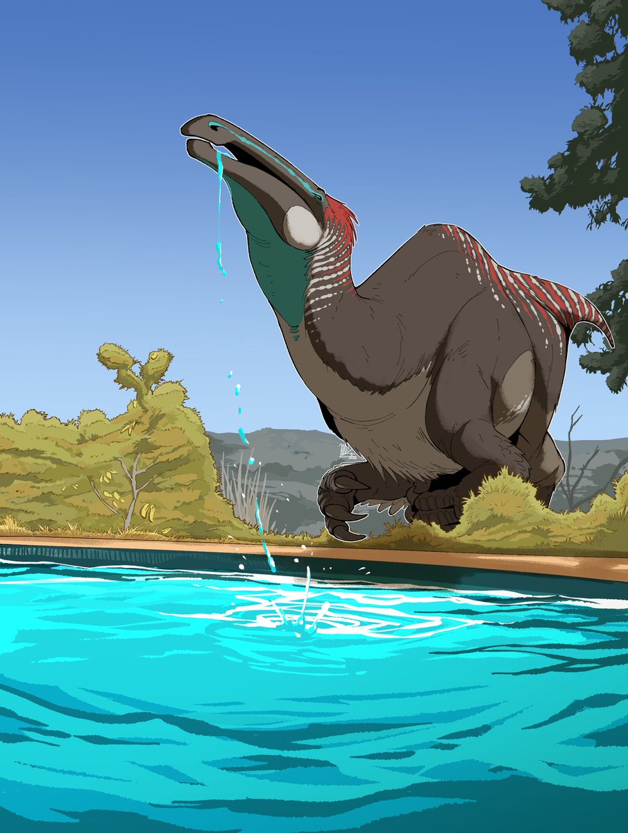 GogoMrdodo's tweet photo. It's time to drink water 🦆💦

*Featuring:
Deinocheirus 🎣🌿 https://t.co/pgbsdrqAiQ