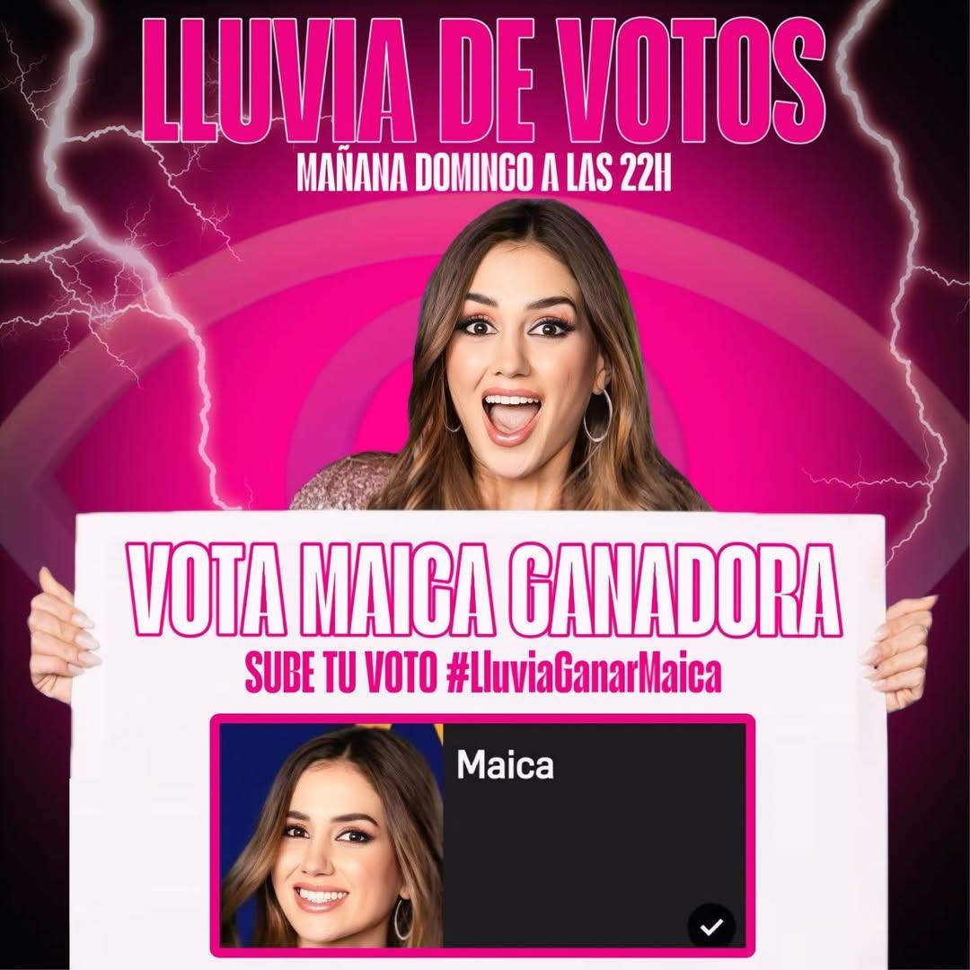 waldban's tweet photo. Maiquistas y gente de bien, mañana quiero veros ayudando en la lluvia de votos que se hará antes del debate final.

La lluvia será mañana domingo a las 22:00h, donde los votos se publicarán con el hashtag:

'# LluviaGanarMaica'

¡Maica nos necesita, queda muy poquito! ✨️🩷 https://t.co/gO0biPp9DA