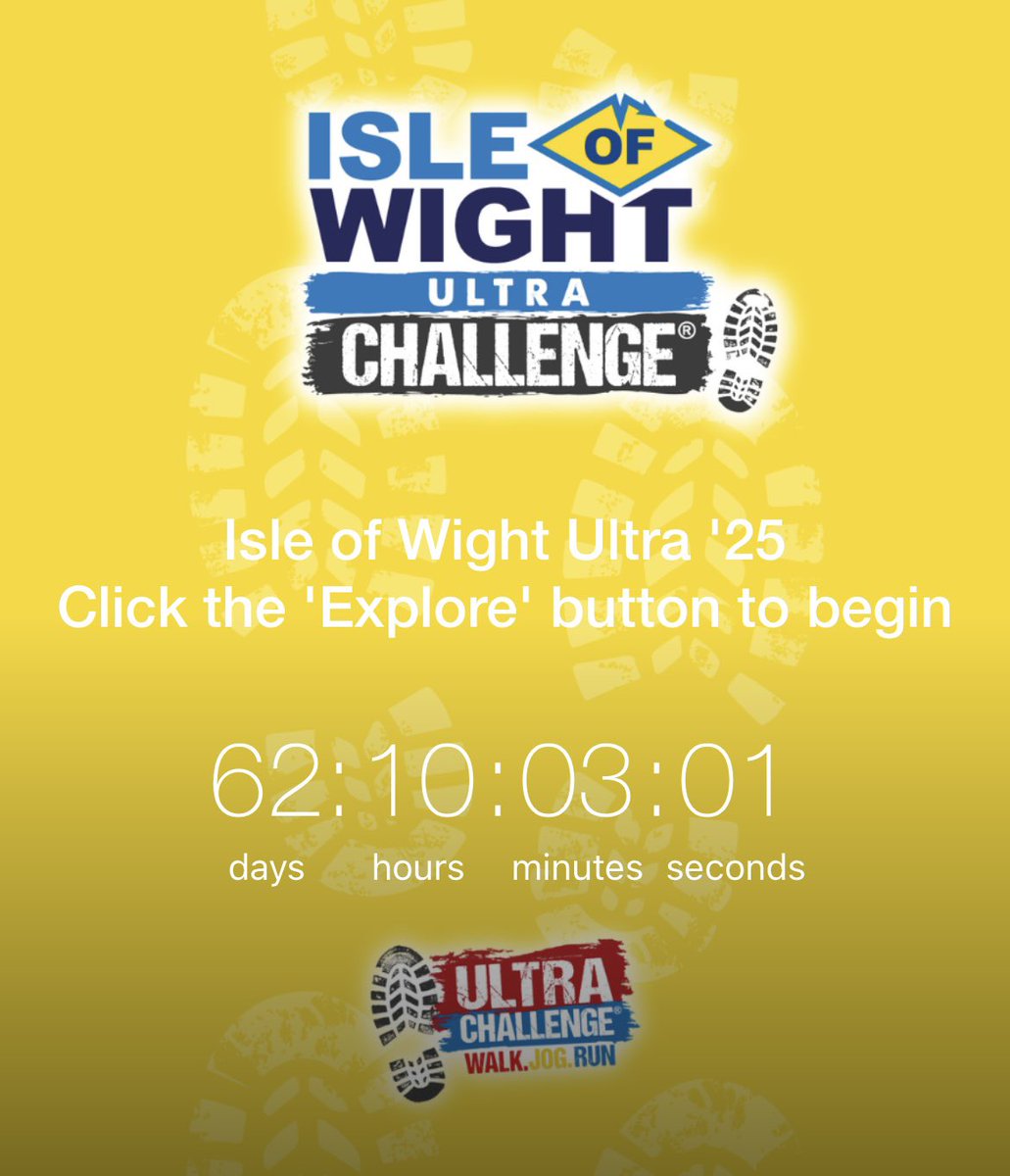 62 days to the Isle of Wight ultra walking challenge of 106km. Then I try and recover for the 100km London to Brighton challenge for <a href="/Shelter/">Shelter</a> two weeks later.

If you’re able to support the vital work they do for the vulnerable and homeless, please do.

justgiving.com/page/christoph…