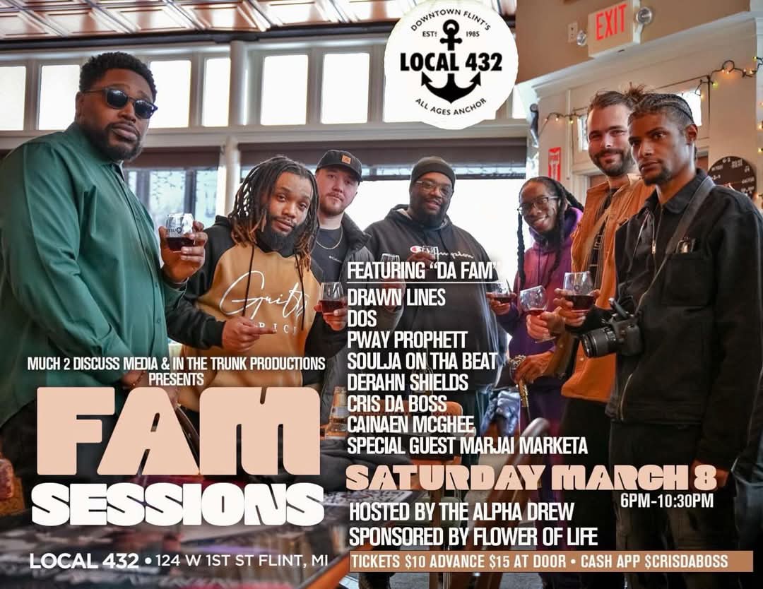 much2discuss's tweet image. Hello everyone 
You wanna come enjoy a great diverse musical experience 🎶 
Receive a 20% discount on your next purchase at @floweroflifeflint with a physical copy of your ticket to Da “Fam Sessions “