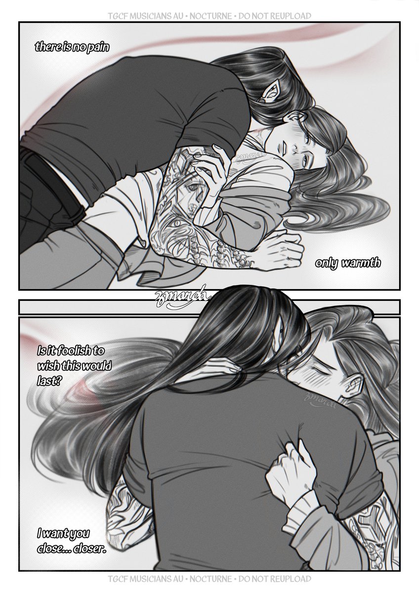 zmarqa's tweet photo. First bite, and much needed closure 🩸🌸 • PART 1/3 [musicians au • Nocturne] #tgcf #hualian https://t.co/f0woSBN9Qm