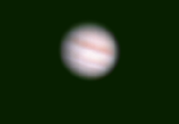 Quick 30 mins out in the cold...  managed to get a shot of Jupiter. There was a bit of haze and the scope started to get condensation.  Got a few cloud bands though.

6 inch Scope, with about 200 frames stacked.