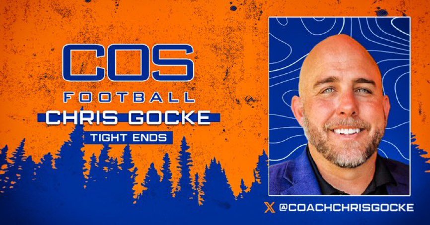 COS Giants Football (@cosgiants_fb) on Twitter photo GIANT NATION!
Please join us in welcoming Chris Gocke, our new Tight Ends coach. <a href="/CoachChrisGocke/">Chris Gocke</a>
A former COS GIANT, Mt. Whitney Pioneer and New Mexico State Aggie returning home to coach the GIANTS!
#GoGIANTS #BlueBloods GIANT NATION!
Please join us in welcoming Chris Gocke, our new Tight Ends coach. <a href="/CoachChrisGocke/">Chris Gocke</a>
A former COS GIANT, Mt. Whitney Pioneer and New Mexico State Aggie returning home to coach the GIANTS!
#GoGIANTS #BlueBloods