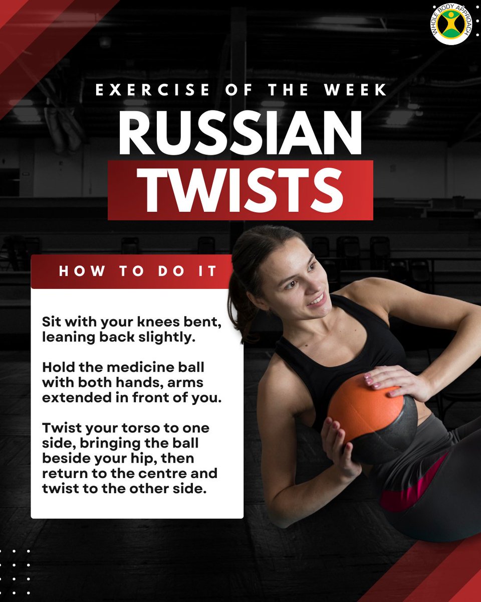 WBA2k10's tweet image. 🔥 Exercise of the Week: Russian Twists 🔥

A fantastic move for strengthening your core and improving rotational movement! 💪

Let me know if you love them as much as I do! 👇

#RussianTwists #ExerciseOfTheWeek #CoreStrength #Obliques #FunctionalFitness #CoreWorkouts