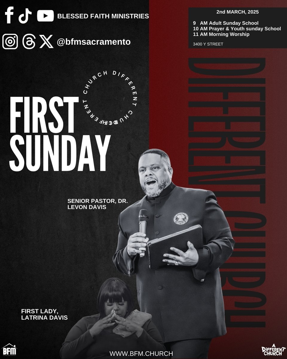 bfmsacramento's tweet photo. 🔥 It’s First Sunday at BFM, and we’re kicking off the month with worship, the Word, and communion! Join us as we step into a powerful new season with our March Sermon Series: "I’m a Church Member – Church Redefined" based on Matthew 16:18 📖

🗓 Sunday, March 3rd
📍 3400 Y Street, Sacramento, CA
⏰ 9 AM – Adult Sunday School
⏰ 10 AM – Prayer & Youth Sunday School
⏰ 11 AM – Morning Worship

💻Virtual Connections: Facebook Live & YouTube Live

Let’s gather in unity, worship in spirit and truth, and prepare our hearts for all that God has in store! 🙌🏽 Tag your church family and invite a friend!

#FirstSunday #ImAChurchMember #ChurchRedefined #CommunionSunday #WorshipTogether #notthechurchyouwantbutthechurchyouneed #itsadifferentchurch #bfmsac