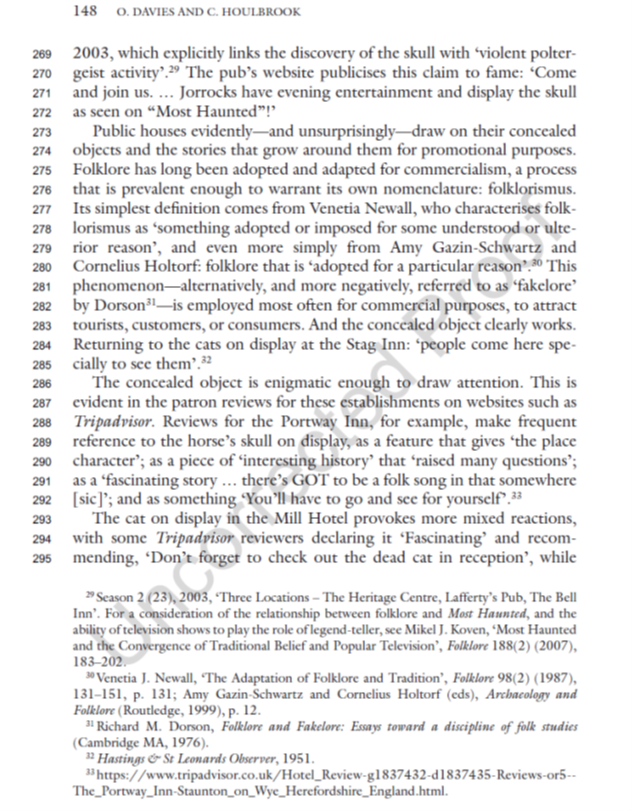 Pubs as folk museums. In our book "Building Magic" <a href="/CeriHoulbrook/">Ceri Houlbrook</a> &amp; I, explored the history of pubs as the repositories of unusual folkloric objects (particularly mummified cats). Here's a copy of the section - enjoy! (pt1)