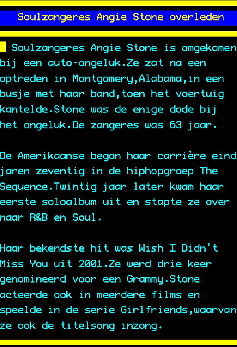 RIP Angie Stone (63).. #autoongeluk