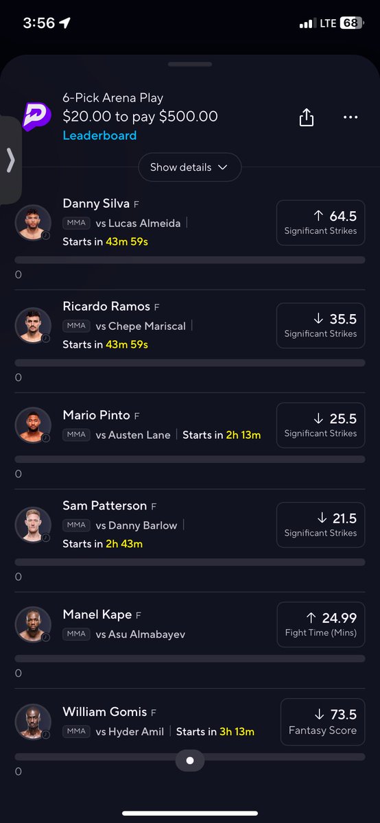 UFC Fight Night Prize Picks
