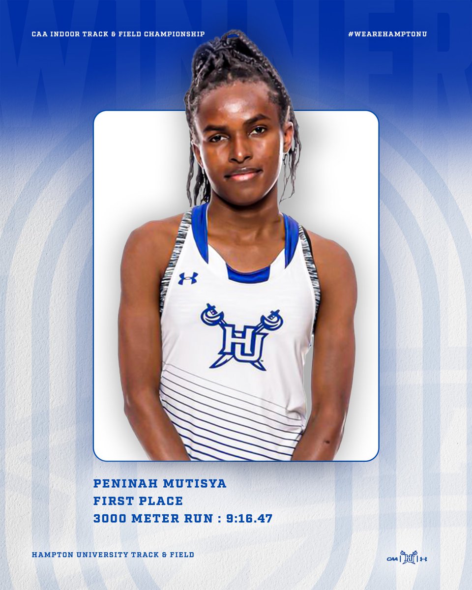 Peninah Mutisya dominates the track at the CAA Championship with a 1st place finish in the 5000m with a time of 15:45.87 and the 3000m with a time of 9:16.47! 

#WeAreHamptonU