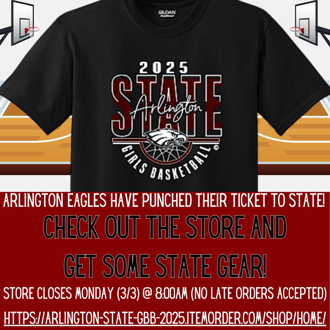 Get your Arlington Eagles Girls Basketball State gear!  ORDER NOW! Store closes Monday, March 3rd @ 8:00am.  No late orders will be accepted.

arlington-state-gbb-2025.itemorder.com/shop/home/