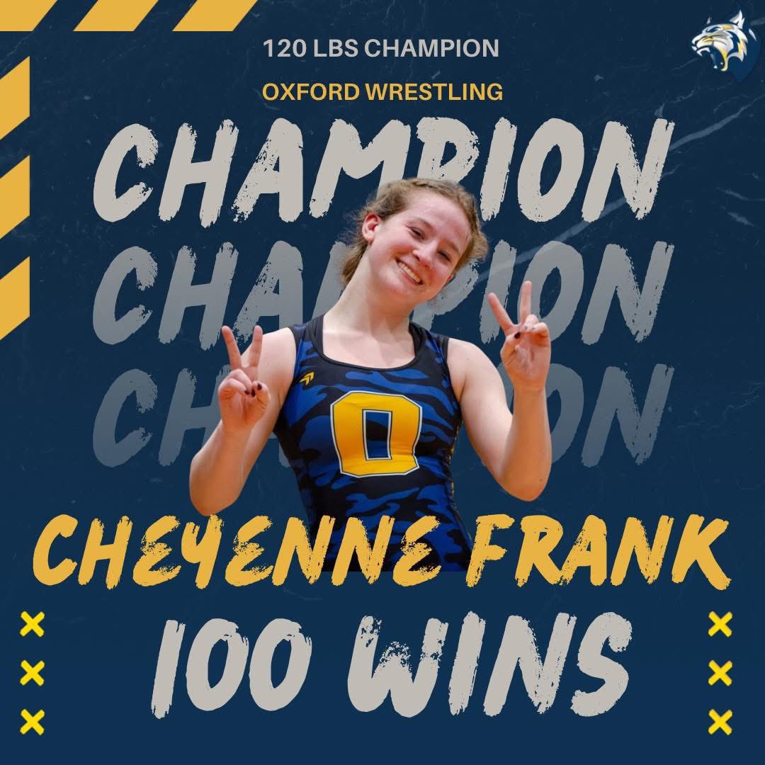 Oxford Wrestling (@oxfrdwrstlng) on Twitter photo Day Two @ Ford Field
#1 Cheyenne Frank v
#2 Sky Langewicz @ Algonac
CHEYENNE WINS BY DECISION
AND IS THE FIRST WILDCAT GIRLS
S T A T E CHAMPION !!
Also Earns her 100th Career Victory !
#ItsNotForEverybody
❤️💙💛💪❤️
MHSAA STATE
<a href="/athletic_oxford/">Oxford Athletics</a>
<a href="/oxford_hs/">Oxford High School</a>
<a href="/oxfordinsider/">Oxford Insider</a> Day Two @ Ford Field
#1 Cheyenne Frank v
#2 Sky Langewicz @ Algonac
CHEYENNE WINS BY DECISION
AND IS THE FIRST WILDCAT GIRLS
S T A T E CHAMPION !!
Also Earns her 100th Career Victory !
#ItsNotForEverybody
❤️💙💛💪❤️
MHSAA STATE
<a href="/athletic_oxford/">Oxford Athletics</a>
<a href="/oxford_hs/">Oxford High School</a>
<a href="/oxfordinsider/">Oxford Insider</a>