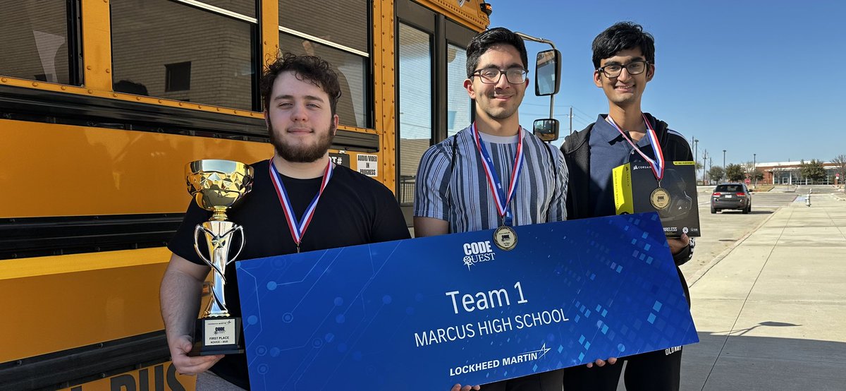 MHS_CompScience's tweet image. What a fantastic time we had at the #codequest competition! We are so proud of our FIRST Place Winners in the novice division: Avery Brown, Venkat Giridhar and Zain Keshwani! Thank you @LockheedMartin for such a great experience! @lisdcte @Marcus_HS