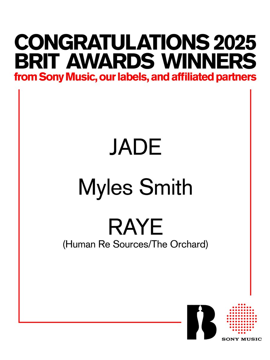 Congratulations to our 2025 BRIT Awards winners!