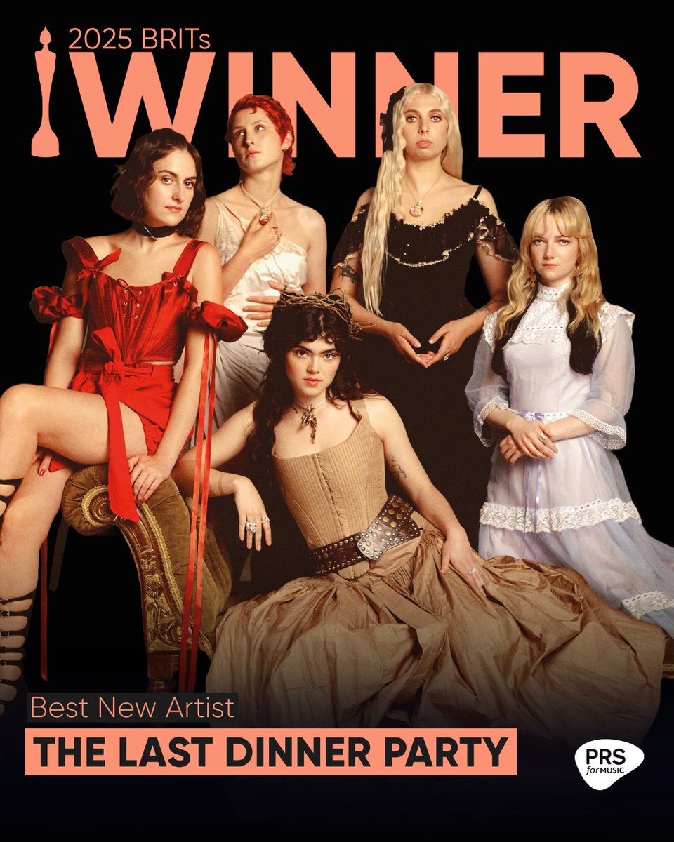 PRSforMusic's tweet photo. Best New Artist goes to the incredible The Last Dinner Party π Congratulations π #BRITs #PRSCommunity https://t.co/tXpVfWAhB2