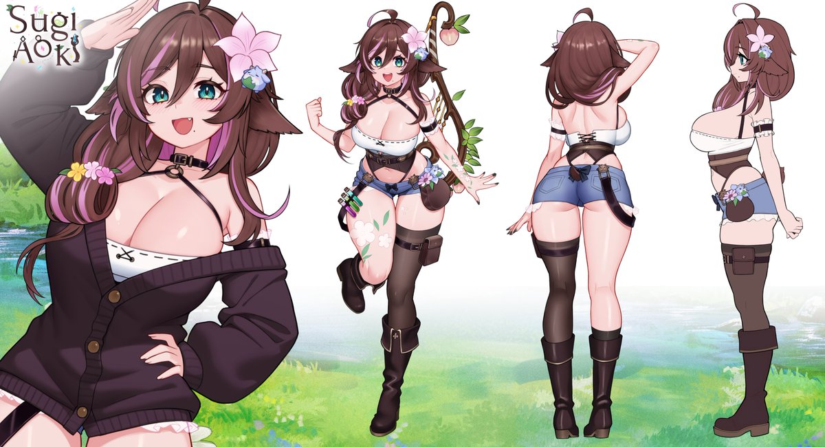 Yaho~! Ready to go on an adventure? Sugi Aoki Adventurer design reference 🌿✨ Debuting March 15th, 6pm EST.