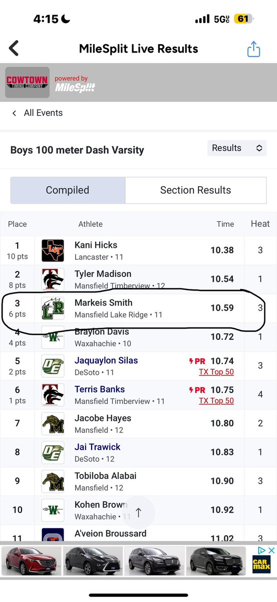 First 100m of the year at Red Oak Ritter Relays!!!! <a href="/CoachHarris_LR/">Doryan Harris</a>  <a href="/LakeRidgeFB/">Lake Ridge Football</a> <a href="/LakeRidgeEagles/">LakeRidgeHighSchool</a>