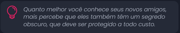 eu fiquei pensando aqui e eu não suspeito mais do Brian porque acho que ficaria óbvio demais... pode ser que o Brian seja o mais inocente do grupo e ele sumiu por alguma razão. Talvez nós aliaremos a ele mais a frente pra, quem sabe, expor alguma coisa do grupo (é uma teoria só