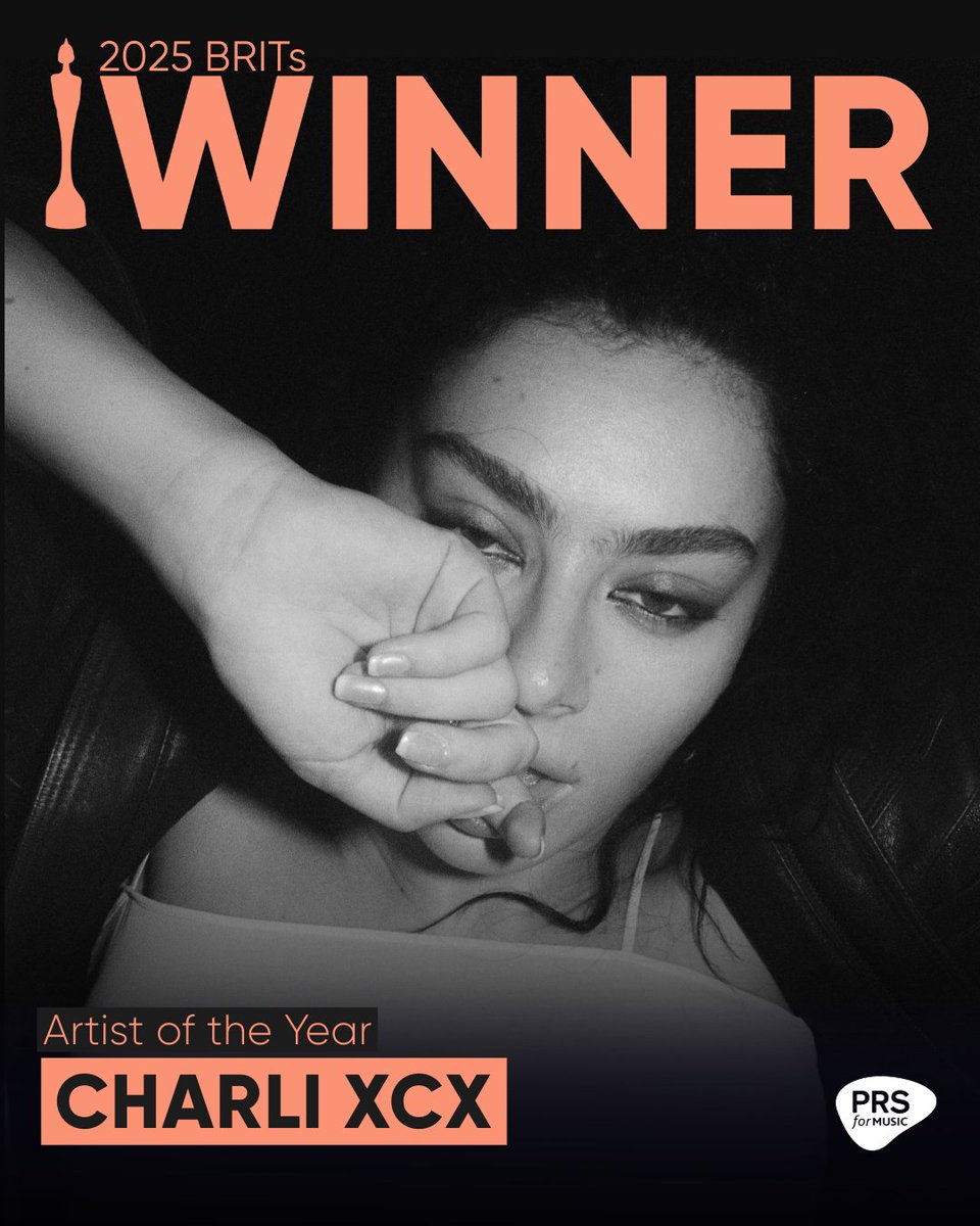 PRSforMusic's tweet photo. Congrats @charli_xcx - ARTIST OF THE YEAR ππππ #BRITs #PRSCommunity https://t.co/3YRz5lrZkk
