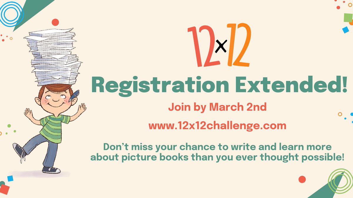 Don't miss your shot! #12x12PB is open thru 3/2. Get 12 webinars, critiques on manuscripts and queries, camaraderie with #picturebook #writers, and so much more! #picturebooks #kidlit  #writingcommunity #amwriting  Join now: 12x12challenge.com/membership/