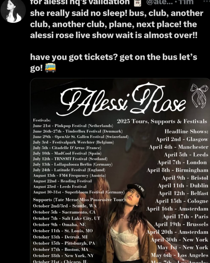 ⎯ Alessi Rose via X repost. 📲