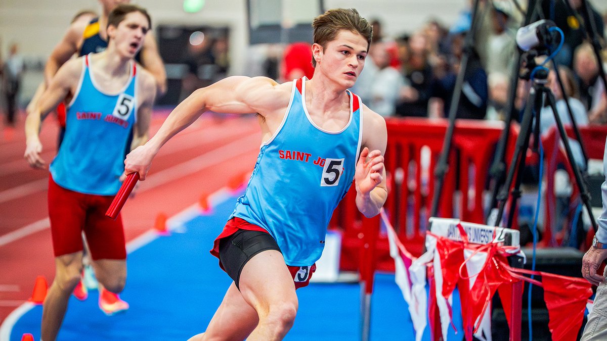 Saint John's track &amp; field finished 3rd/11 teams today at the 2025 MIAC Indoor Championships.

Junior Owen Montreuil (pictured) led SJU Saturday w/a 2nd-place finish in the 600m w/a time of 1:21.88, 0:00.20 from the title. 

RECAP: gojohnnies.com/news/2025/3/1/…

#GoJohnnies #d3tf