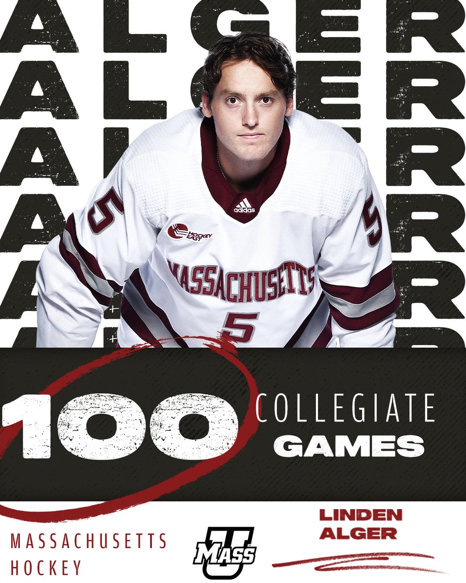 UMass Hockey (@umasshockey) on Twitter photo Congratulations to our captain <a href="/AlgeLinden/">Linden Alger</a> on playing in his 💯th collegiate game tonight 👏
#NewMass X #Flagship🚩 Congratulations to our captain <a href="/AlgeLinden/">Linden Alger</a> on playing in his 💯th collegiate game tonight 👏
#NewMass X #Flagship🚩