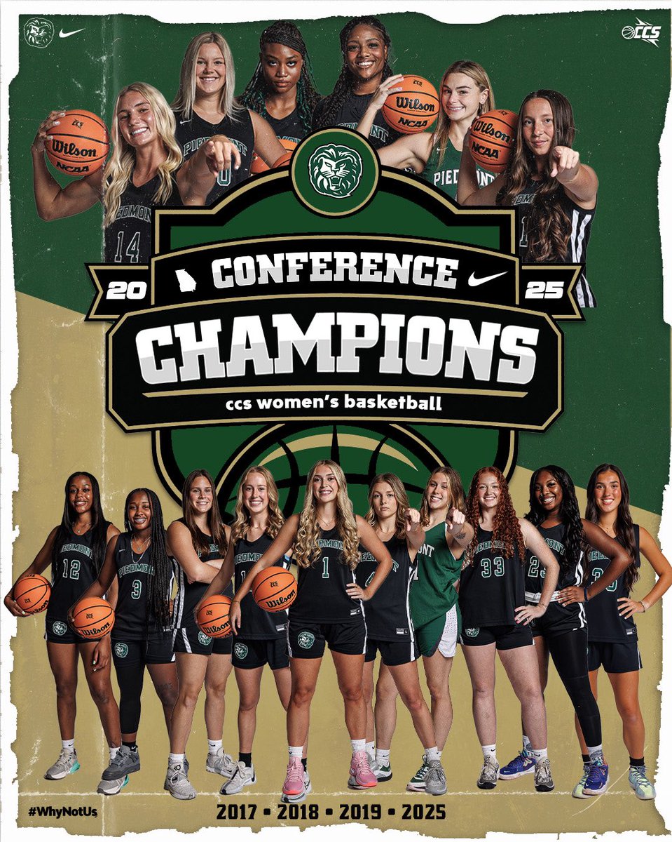 The 24-25 CCS Conference Regular Season &amp; Tournament Champions are none other than your Piedmont Lady Lions!! 🦁💚

Immortalized Forever 

#WhyNotUs | #OneRoar | #Family