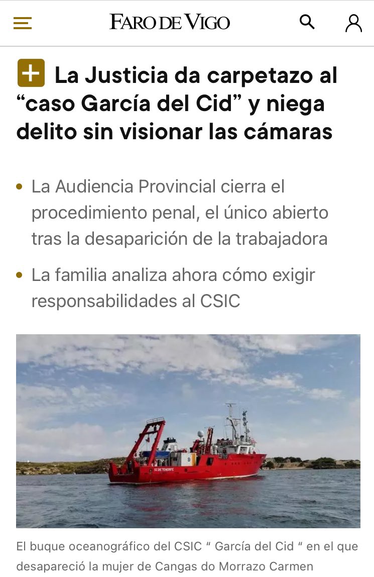 No lo vamos a olvidar:

Una mujer fue acosada sexualmente en un barco del <a href="/CSIC/">CSIC</a>, un día zarpó y ella nunca volvió. 

Se llamaba María del Carmen Fernández Vázquez.

Todo el caso. 

farodevigo.es/tags/garcia-de…

Gracias <a href="/lara_grana/">Lara Graña</a>