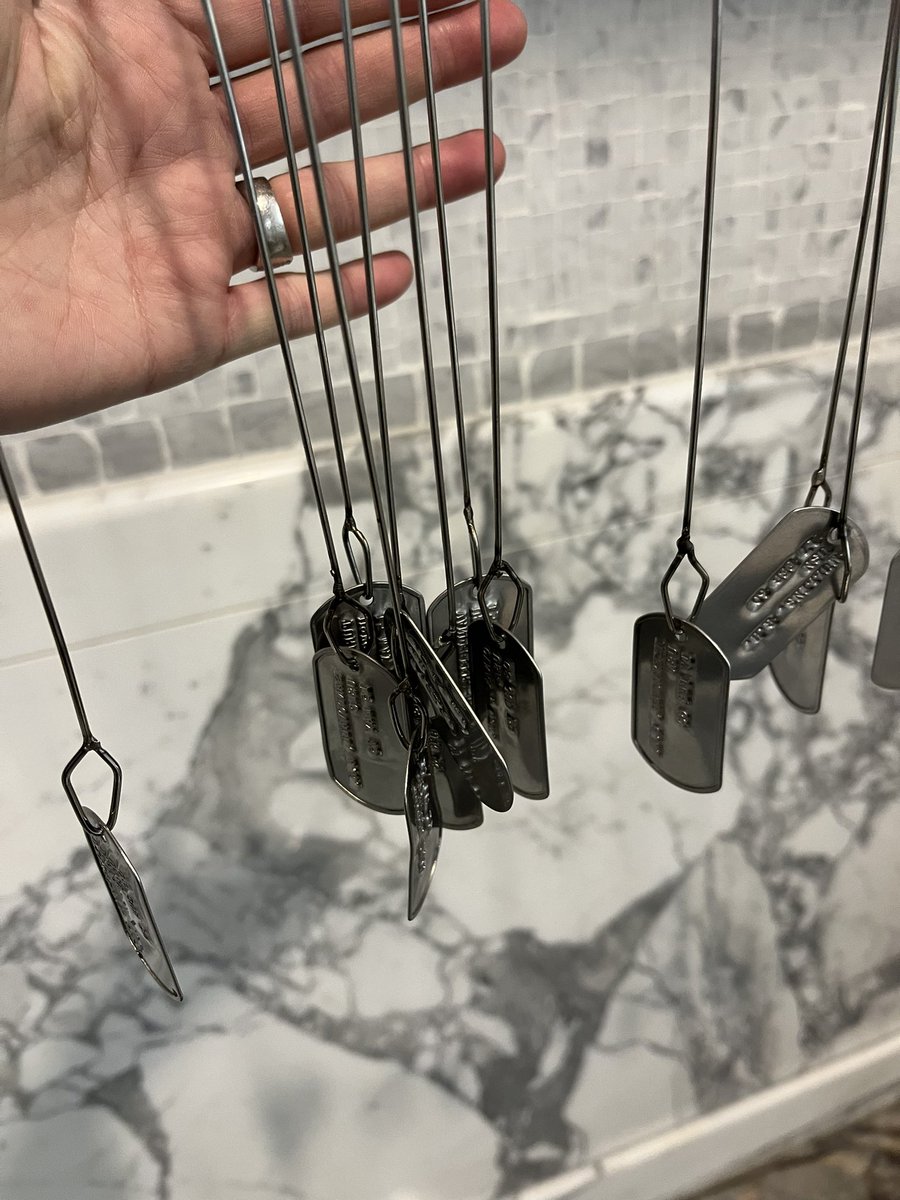 Saw this art on the ceiling in a building in Chicago. Thought it was beautiful until I got close and realized it was art made of dog tags for every service member (of our country) that fell in the Vietnam War.