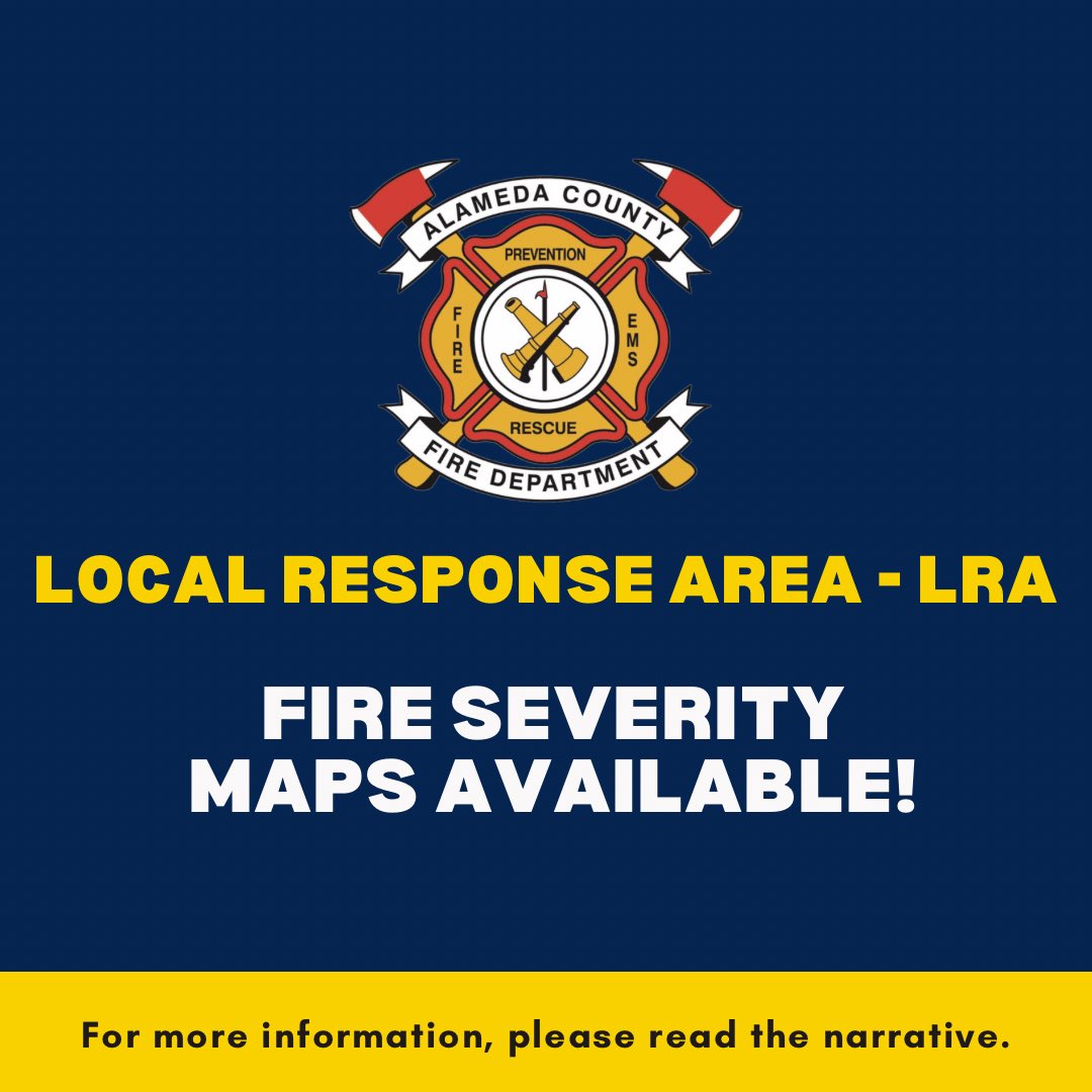 ACFD has released Local Response Area (LRA) Fire Severity Maps for the unincorporated areas of the Alameda County Fire District.

For maps covering other areas within the county, please contact your local city or fire agency.

📍 View the maps at: fire.acgov.org