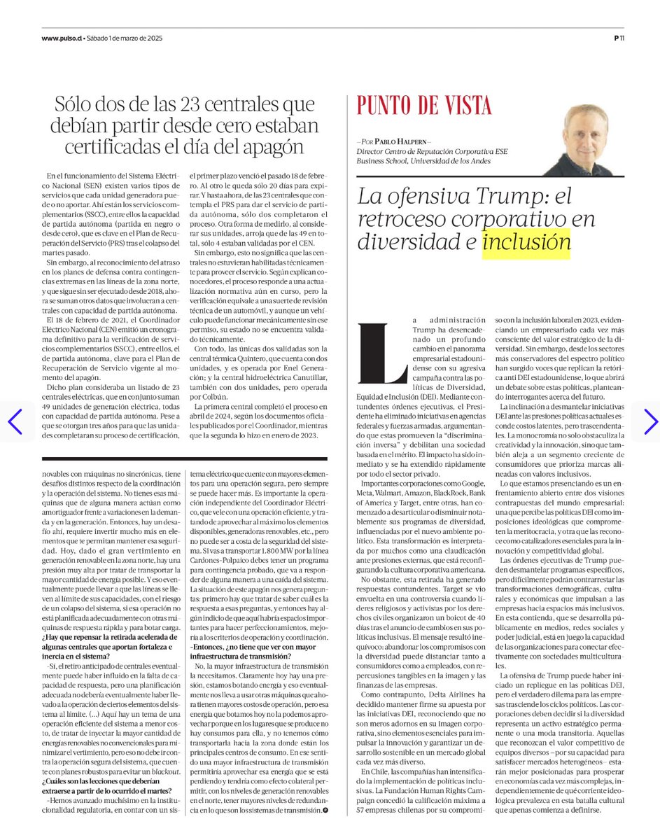 Comparto la entrevista que me realizó el periodista Víctor Guillou del diario La tercera, a propósito del apagón del 25 de febrero, publicada hoy.

linkedin.com/posts/ricardo-…