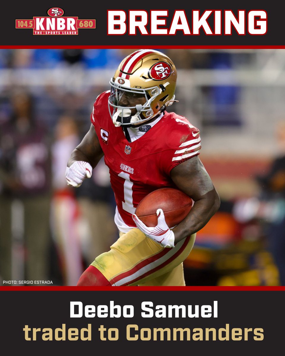KNBR (@knbr) on Twitter photo The 49ers are trading Deebo Samuel to the Commanders in exchange for draft pick compensation, per <a href="/RapSheet/">Ian Rapoport</a>
Details to follow. The 49ers are trading Deebo Samuel to the Commanders in exchange for draft pick compensation, per <a href="/RapSheet/">Ian Rapoport</a>
Details to follow.