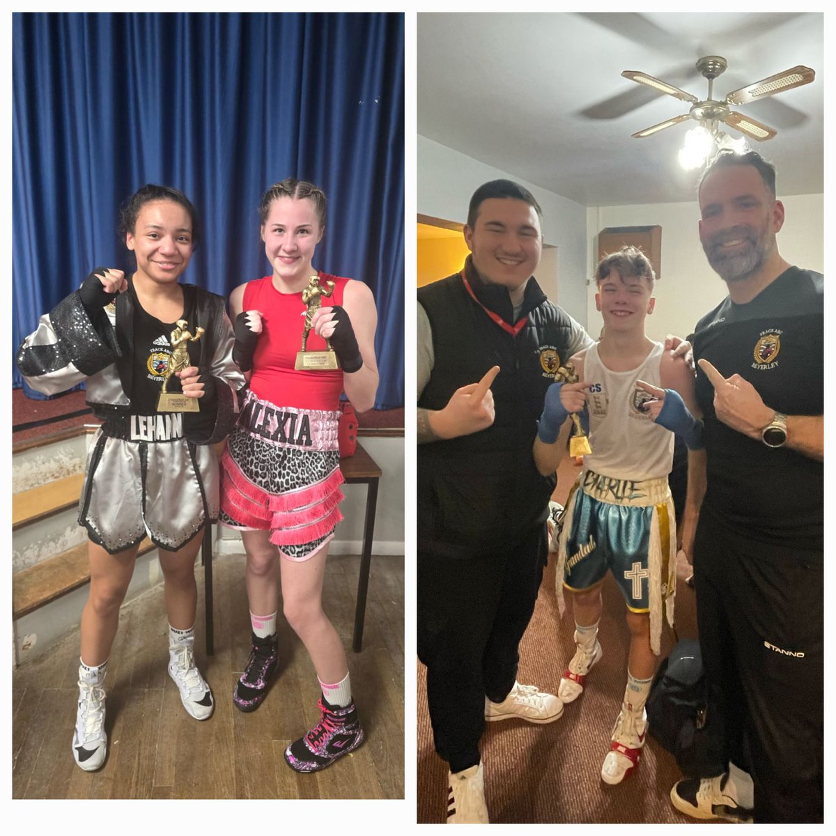 Two out tonight in Chesterfield stepping in for short notice bouts, always ready.

Charlie left it all in the ring taking a split decision win against an awkward southpaw.
Lehanna took a unanimous win against a strong and game girl. 
@hornsea6th