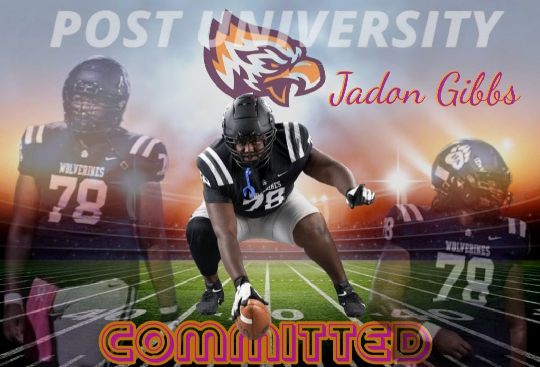 jadon (@gibbyjadon) on Twitter photo Thank you so much to all my family, coaches, and teammates who made this possible. With that being said, I’m announcing my commitment to <a href="/post_fb/">Post University Football 🦅</a> ‼️‼️ #Next4 <a href="/CoachMiller62/">Coach Pat Miller</a> <a href="/Coach_Dugs/">Matt Dugan</a> <a href="/Bridgton_Ftbl/">Bridgton Academy Football</a> <a href="/TeshiaDark62583/">Teshia Darko</a> Thank you so much to all my family, coaches, and teammates who made this possible. With that being said, I’m announcing my commitment to <a href="/post_fb/">Post University Football 🦅</a> ‼️‼️ #Next4 <a href="/CoachMiller62/">Coach Pat Miller</a> <a href="/Coach_Dugs/">Matt Dugan</a> <a href="/Bridgton_Ftbl/">Bridgton Academy Football</a> <a href="/TeshiaDark62583/">Teshia Darko</a>