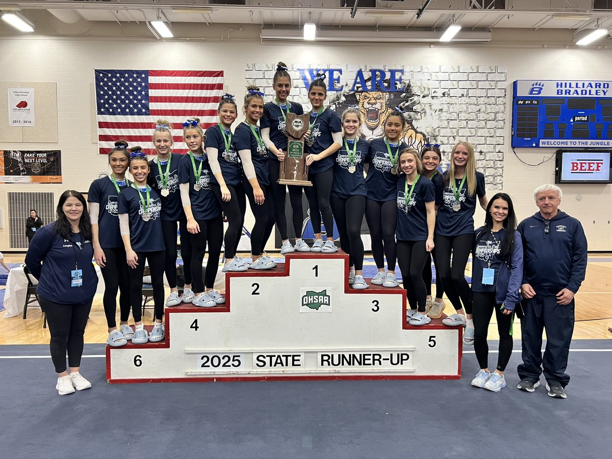 OHSAASports's tweet photo. 🤸‍♀️#OHSAA GYMNASTICS: Congratulations to Rocky River Magnificat on receiving runner up at the 2025 Girls Gymnastics State Tournament! https://t.co/N2PrMo32Eq
