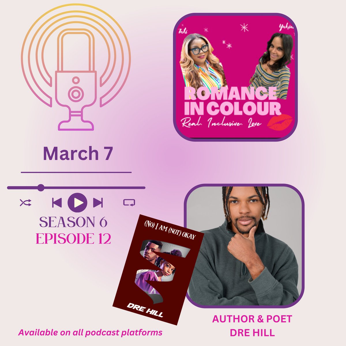 The podcast is back this week with our regularly scheduled interviews!! We are so excited to talk author and poet <a href="/drehillart/">(No) I am (not) okay</a>  

Tune in Friday wherever you get your podcasts!!