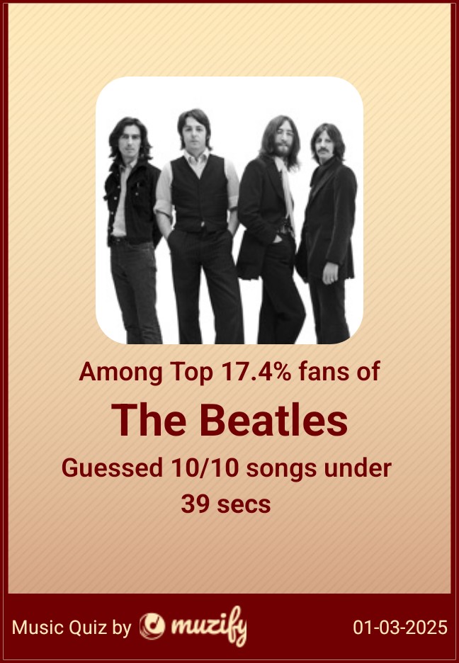 fercas's tweet photo. Hey! Can you beat my fandom score for The Beatles! on https://t.co/N202qLRTIH - https://t.co/ui39BLpGZY https://t.co/m7gtJqTGN4