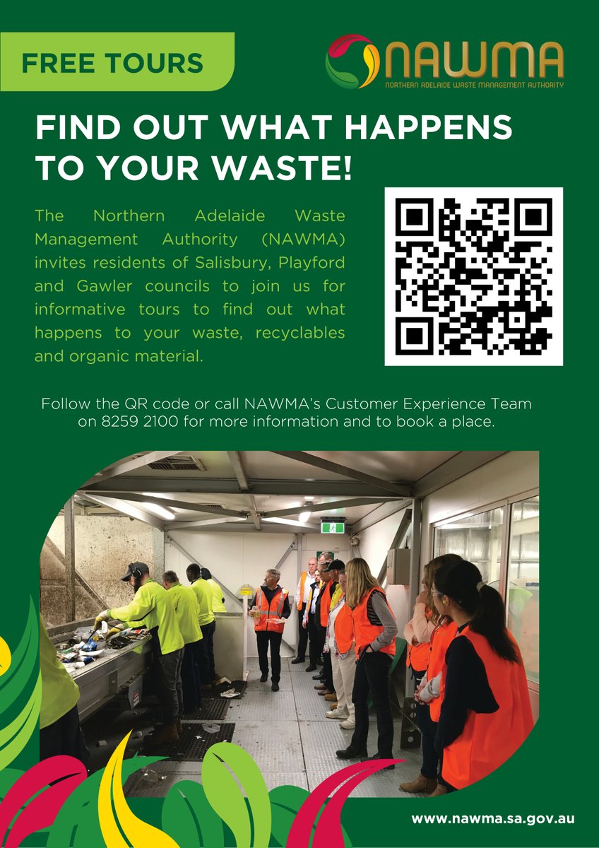 Ever wondered what happens to your recycling after it leaves your bin? ♻️

For more information and other tour dates, visit: bit.ly/3DlWxUI 

To book, call the NAWMA Customer Experience Team on 8259 2100.