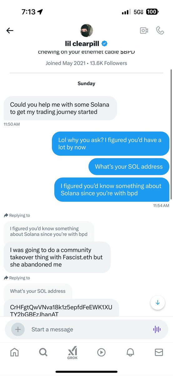 ClubSwag's tweet image. 🔔 SCAM ALERT 

@lilclearpill is a guy irl larping as a girl online to scam sol/crypto from multiple different guys. 

He uses photos of girls from rednote aka Chinese Instagram and DMs guys to ask for sol. You are sending sol to a man.