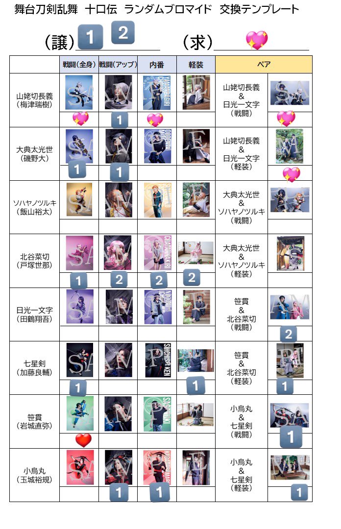 【交換】舞台刀剣乱舞 刀ステ 十口伝  ランブロ ランダムブロマイド　クリアカード

(譲)
長義/大典太/ソハヤ/北谷菜切/七星剣/ 笹貫/小烏丸

(求）
長義(画像) 、長義&amp;日光、画像のもの、定価

3/2刀ステ現地、都内手渡し希望です。
よろしくお願い致します。