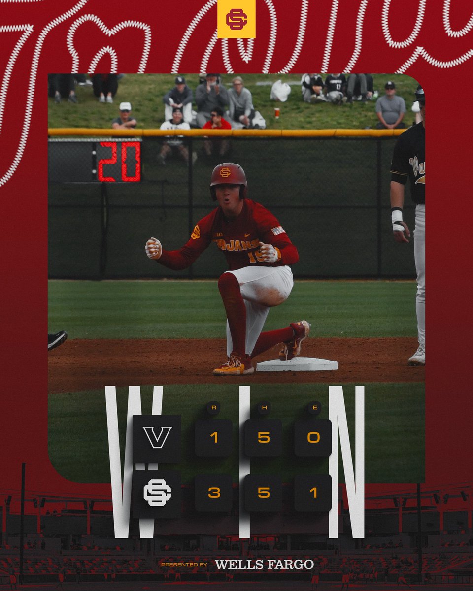 USC Baseball (@usc_baseball) on Twitter photo Make that 9-1 after a win over No. 14 Vanderbilt!
The Trojans are for real ✌️
#FightOn x <a href="/WellsFargo/">Wells Fargo</a> Make that 9-1 after a win over No. 14 Vanderbilt!
The Trojans are for real ✌️
#FightOn x <a href="/WellsFargo/">Wells Fargo</a>