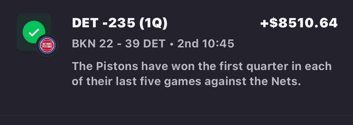 Another winner 

Played and won 
#NBA
<a href="/DetroitPistons/">Detroit Pistons</a> 
#GamblingX 

EASY DAY AGAIN 

JOIN FREE TRIAL 

dubclub.win/r/p/pri-nbgts/…