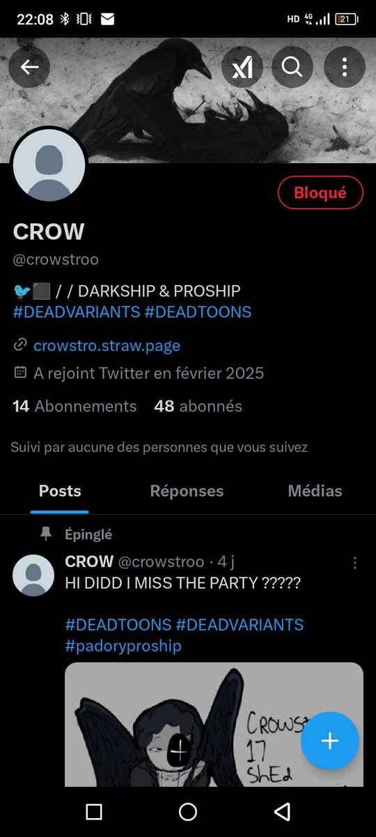 gunodger's tweet image. necromastro is a proshipper and a darkshipper. They own the crowstroo account which is a deadvariant and are in the dead variant discord server. The two accounts have the same artstyle, comparaison showed here. more in replies