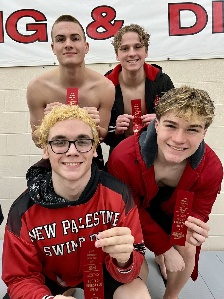 200 yard freestyle relay:

The team of Luke Appleby, Jake Myers, Ashton Turner and James Watson finishes 2nd with a time of 1:31.07. 

Great race, guys!!!